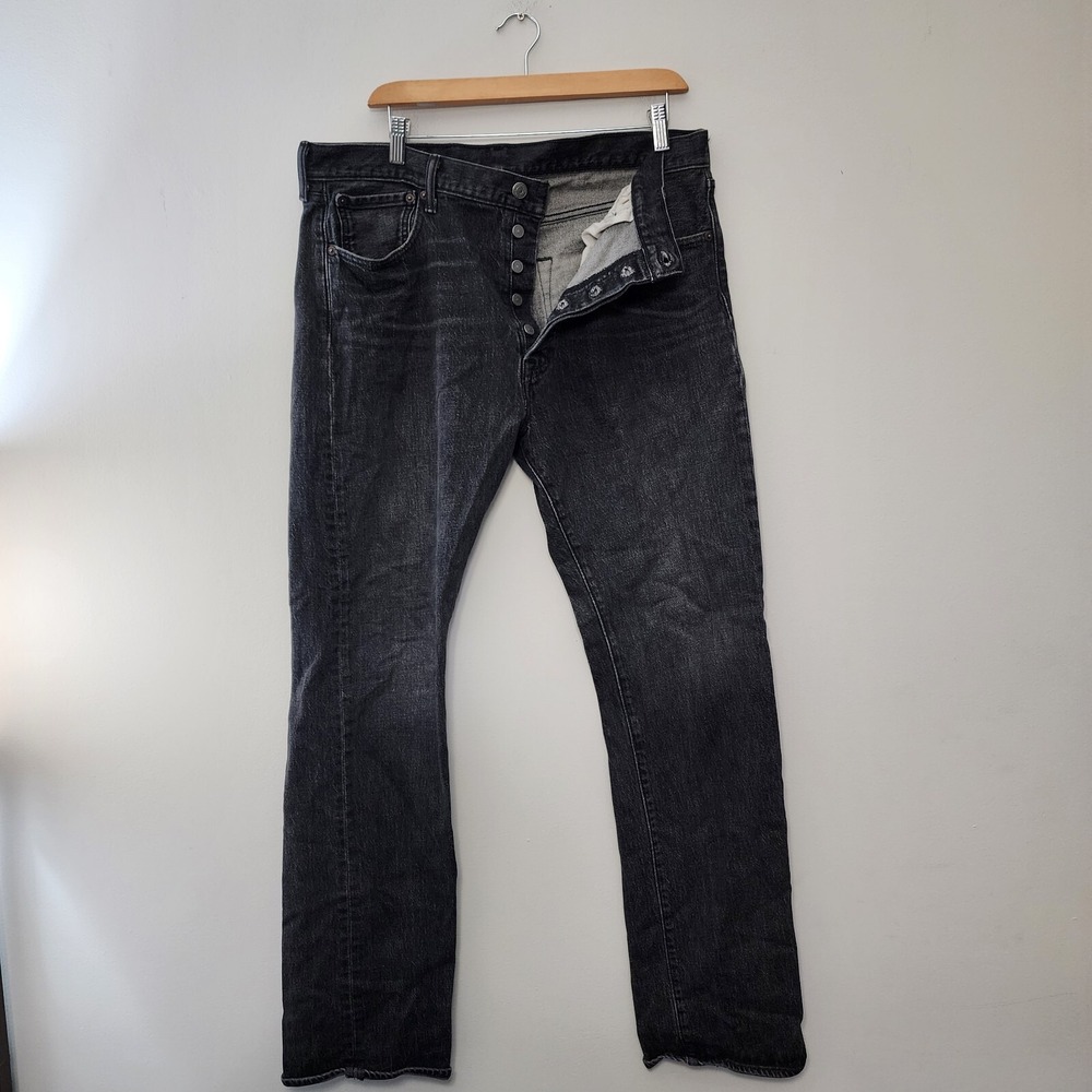 Levis 501 Original Jeans Mens 36x34 Black Dark Wash Denim Straight Button Fly